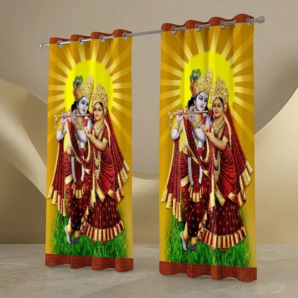 Multicolor_Polycotton_Devotional_Radha_Krishna_Digital_Print_Door_Curtain