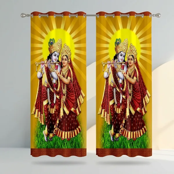 Multicolor_Polycotton_Devotional_Radha_Krishna_Digital_Print_Door_Curtain