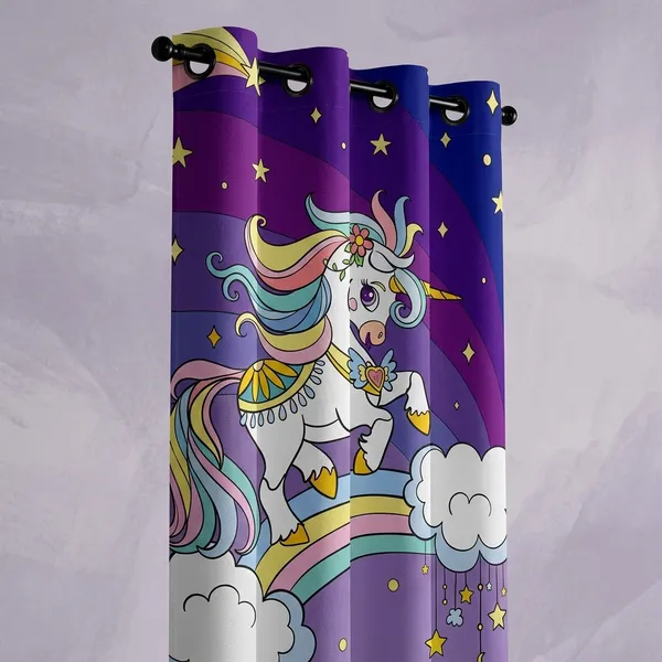 Pack_of_2_Pack_of_2__Multicolor_Polycotton_Kids_3D_Unicorn_Rainbow_Print_Door_Curtain