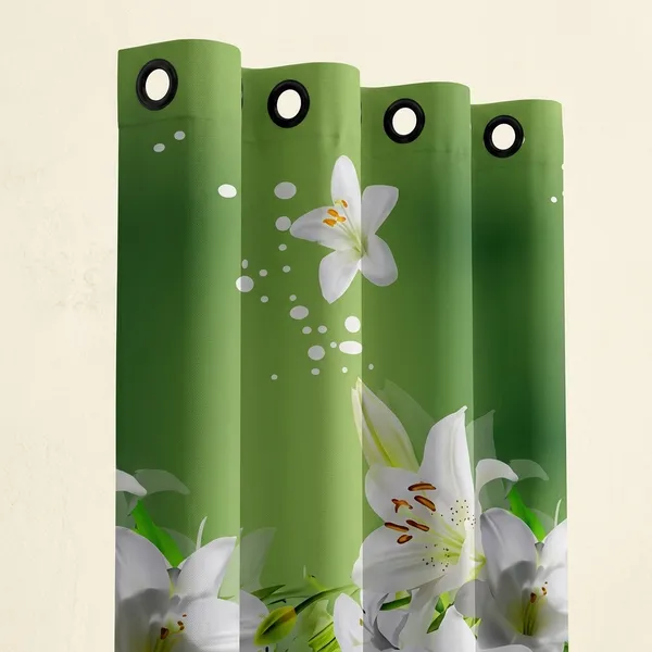 Multicolor_Polyester_Room_Darkening_Green_White_3D_Print_Door_Curtain