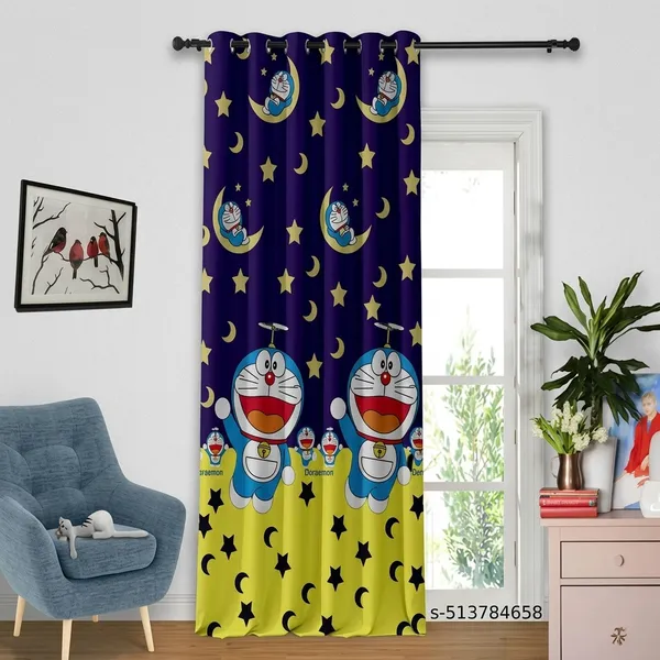 Multicolor_Polycotton_Kids_Cartoon_Robot_3D_Print_Door_Curtain