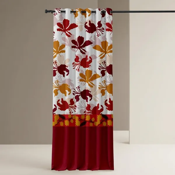 Multicolor_Polycotton_3D_Digital_Autumn_Leaves_Print_Door_Curtain