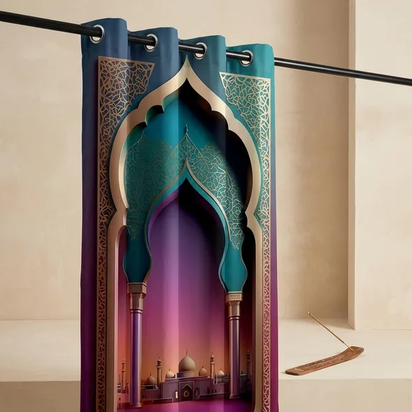 Multicolor_Polycotton_3D_Temple_Entrance_Print_Curtain