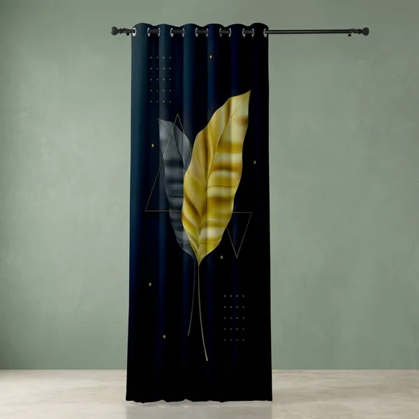Multicolor_Polycotton_Blackoutblack_Leaf_Print_Door_Curtain