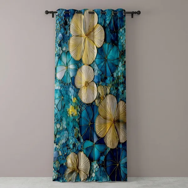 Multicolor_Polycotton_Modern_Golden_Bloom_Print_Door_Curtain