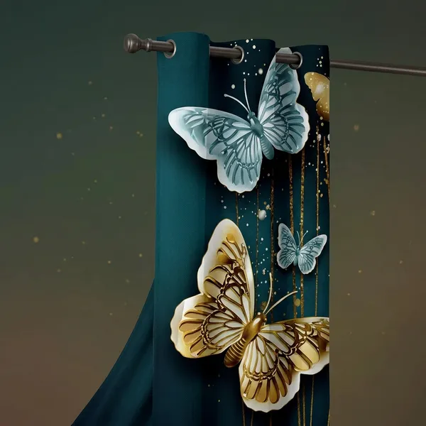 Multicolor_Polycotton_Whimsical_3D_Butterfly_Print_Door_Curtain