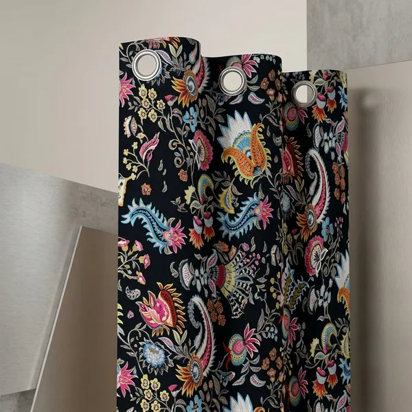Pack_of_2_Pack_of_2__Multicolor_Polycotton_Bohemian_Floral_Bird_Print_Door_Curtain