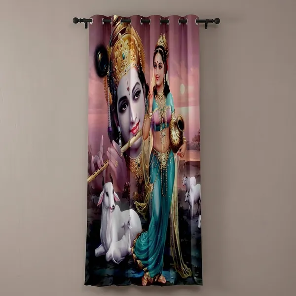 Multicolor_Polycotton_Devotional_Radha_Krishna_3D_Print_Door_Curtain