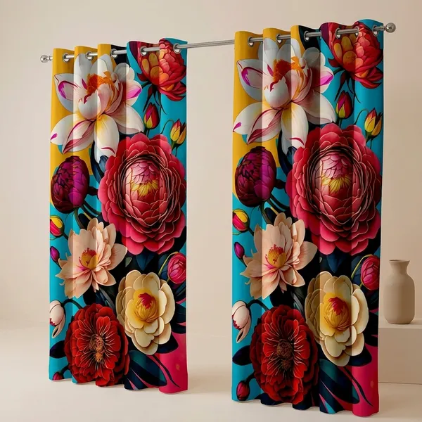 Pack_of_2_Pack_of_2__Multicolor_Polycotton_Blackout_Floral_Print_Door_Curtain