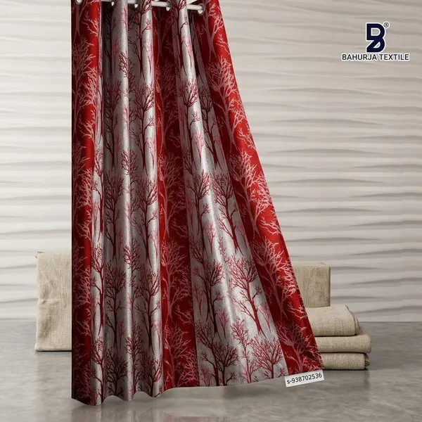 Pack_of_2_Pack_of_2__Multicolor_Polycotton_Jacquard_Crimson_Forest_Print_Door_Curtain