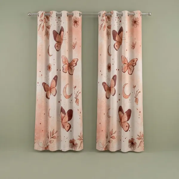 Multicolor_Polycotton_Blackout_Peach_Butterfly_Floral_Print_Eyelet_Curtain