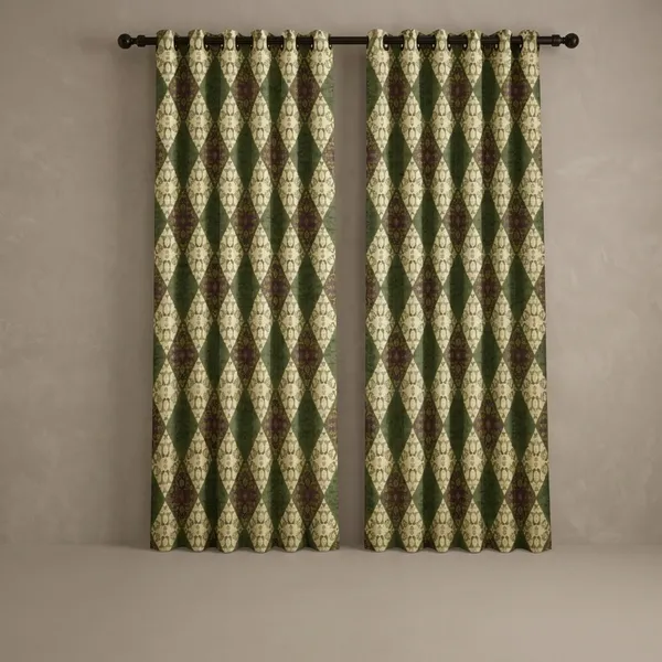 Multicolor_Polycotton_Blackout_Green_Geometric_Floral_Print_Eyelet_Curtain