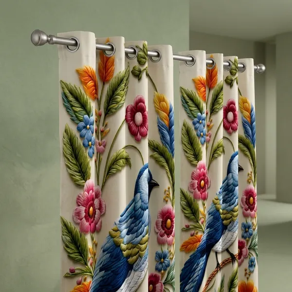 Pack_of_2_Pack_of_2__Multicolor_Polycotton_Blackout_Bird_Floral_Print_Eyelet_Door_Curtain