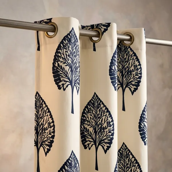 Multicolor_Polycotton_Leaf_Print_Eyelet_Window_Curtain