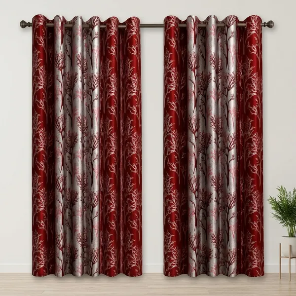 Multicolor_Polycotton_Modern_Tree_Print_Room_Darkening_Eyelet_Curtain