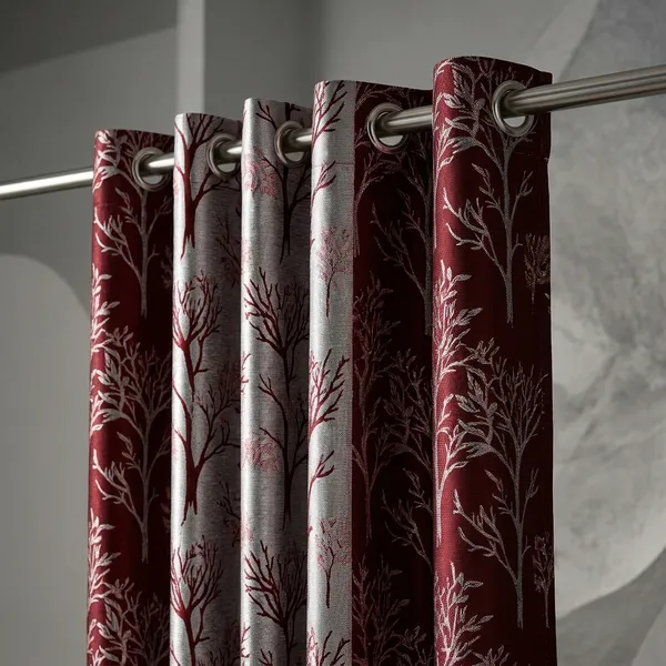 Multicolor_Polycotton_Modern_Tree_Print_Room_Darkening_Eyelet_Curtain