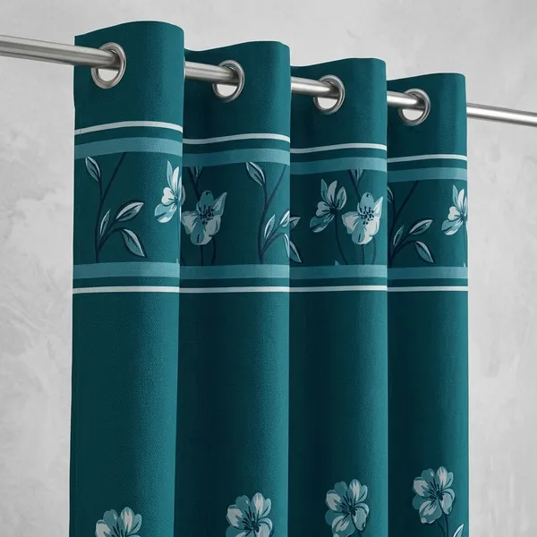 Multicolor_Polycotton_Modern_Teal_Floral_Eyelet_Window_Curtain