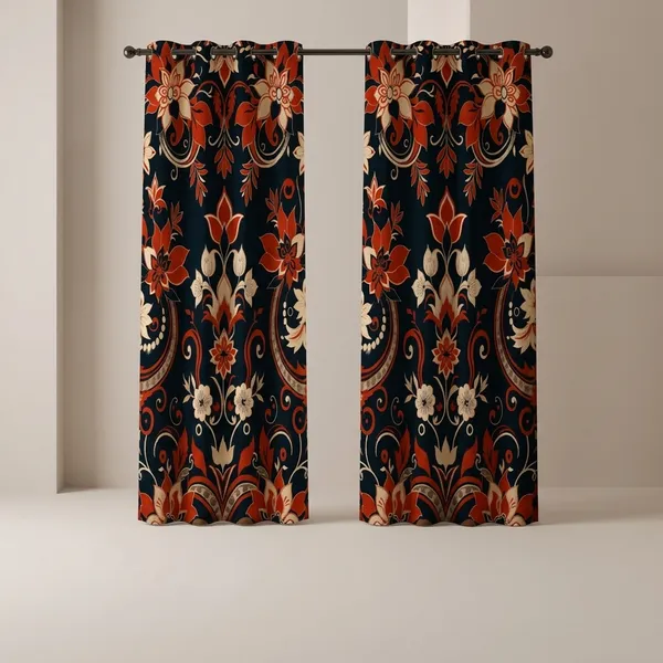 Pack_of_2_Pack_of_2__Multicolor_Polycotton_Burnt_Orange_Damask_Floral_Eyelet_Curtain