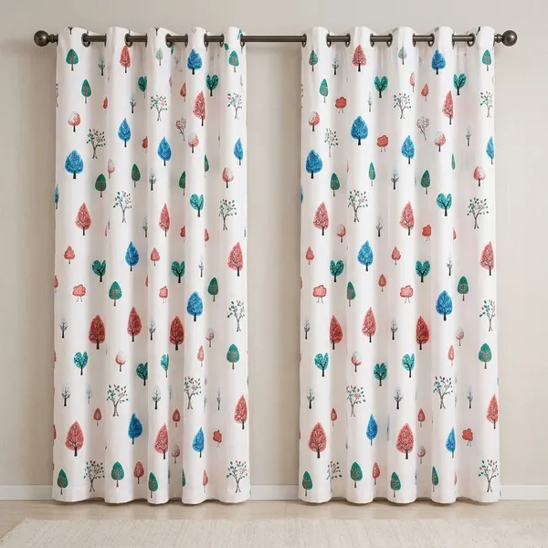 Multicolor_Polycotton_Tree_Print_Eyelet_Window_Curtain