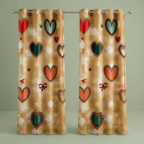Multicolor_Polycotton_Romantic_Heart_Print_Window_Curtain
