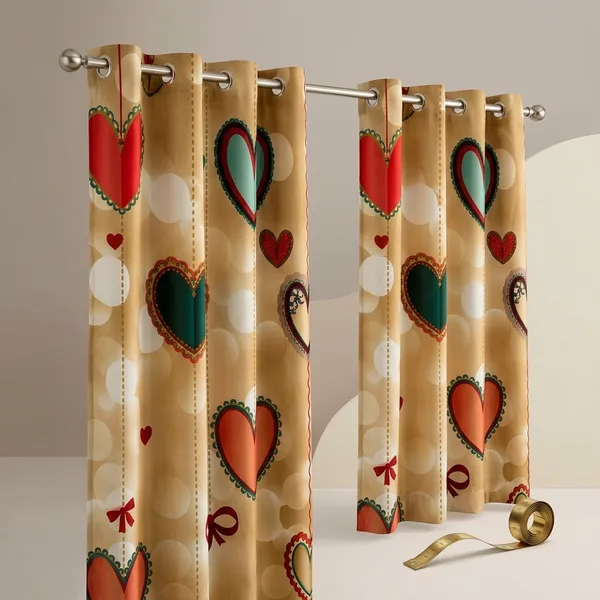 Multicolor_Polycotton_Romantic_Heart_Print_Window_Curtain