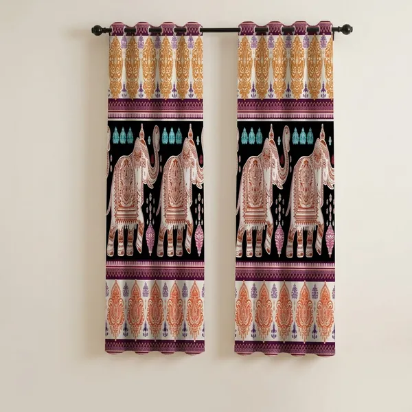 Multicolor_Polycotton_Ethnic_Elephant_Print_Eyelet_Window_Curtain