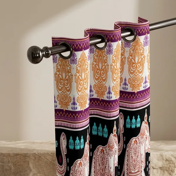 Multicolor_Polycotton_Ethnic_Elephant_Print_Eyelet_Window_Curtain