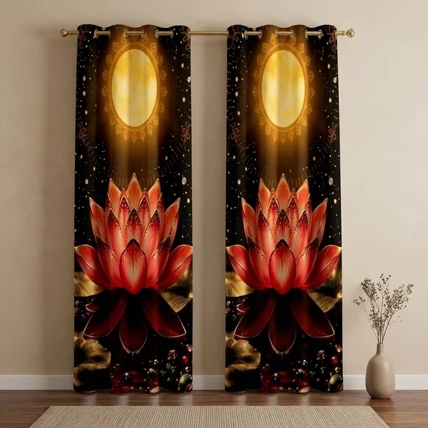 Multicolor_Polycotton_Blackout_Lotus_Moon_Print_Window_Curtain