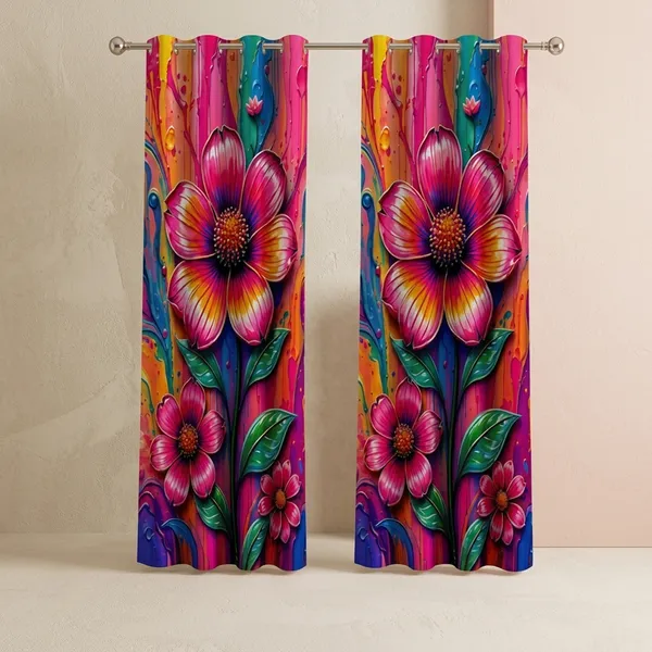 Multicolor_Polycotton_Floral_Print_Eyelet_Door_Curtain