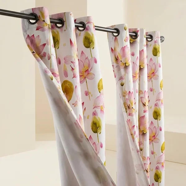 Multicolor_Polycotton_Lotus_Floral_Print_Eyelet_Window_Curtain