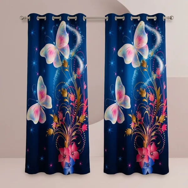 Multicolor_Polycotton_Kids_Butterfly_Print_Eyelet_Door_Curtain
