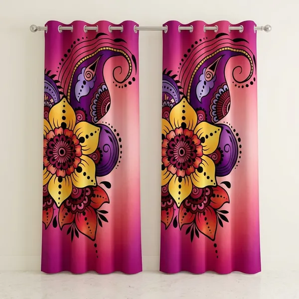 Pack_of_2_Pack_of_2__Multicolor_Polycotton_Bohemian_Floral_Mandala_Print_Eyelet_Door_Curtain