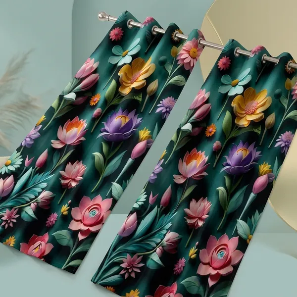 Pack_of_2_Pack_of_2__Multicolor_Polycotton_3D_Floral_Garden_Print_Eyelet_Door_Curtain