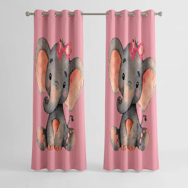 Multicolor_Polycotton_Kids_Cartoon_Elephant_Print_Blackout_Eyelet_Curtain
