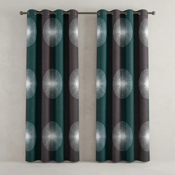 Multicolor_Polycotton_Contemporary_Geometric_Circle_Print_Eyelet_Window_Curtain