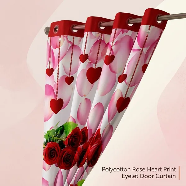 Multicolor_Polycotton_Rose_Heart_Print_Eyelet_Door_Curtain