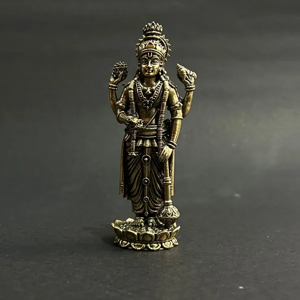 Golden_Finish_Pure_Brass_Vishnu_God_Statue_(4_Inch)