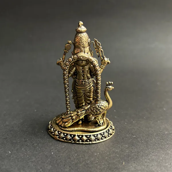 Golden_Finish_Pure_Brass_Kartikaya_God_Statue_(3_Inch)