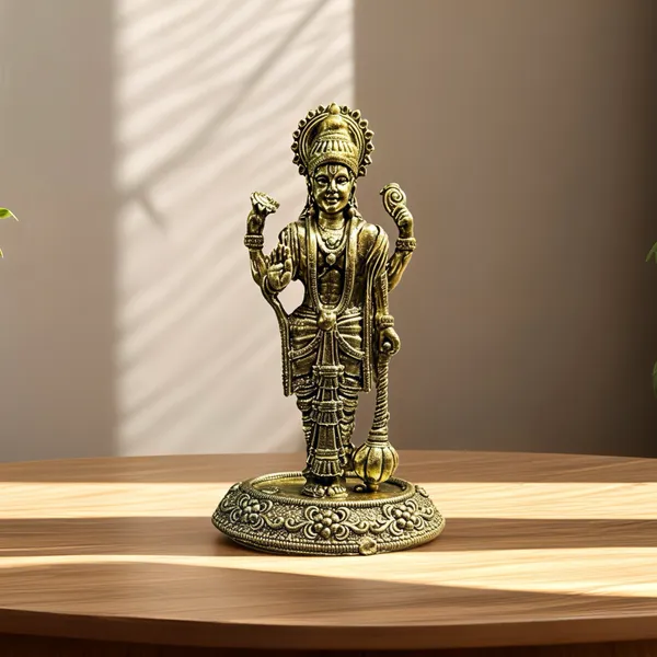 Golden_Finish_Pure_Brass_Vishnu_Idol_Statue_(2.5_Inch)