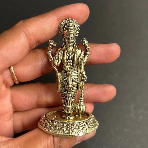 Golden_Finish_Pure_Brass_Vishnu_Idol_Statue_(2.5_Inch)