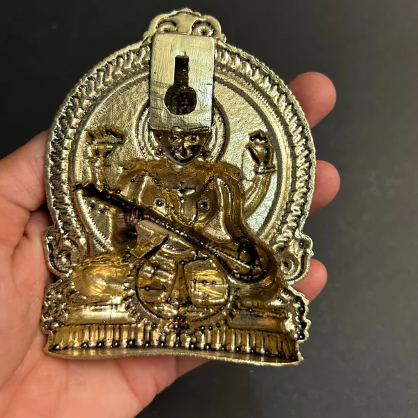 Golden_Finish_Pure_Brass_Saraswati_Statue_Wall_Hanging_(4_Inch)