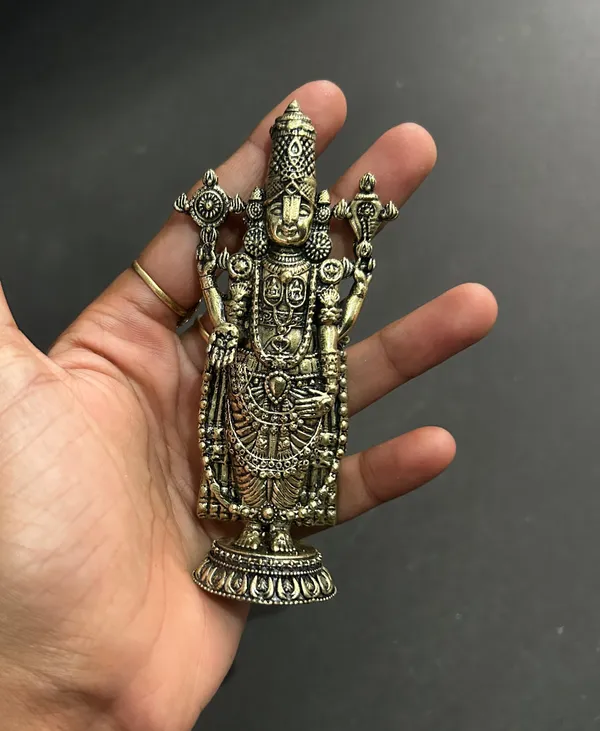 Golden_Finish_Pure_Brass_Tirupati_Balaji_God_Statue_(4_Inch)