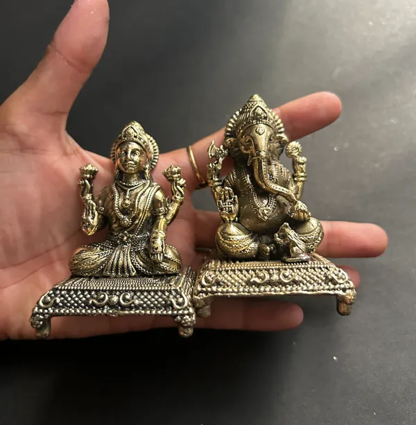 Golden_Finish_Pure_Brass_Laxmi_Ganesh_God_Statue_(3_Inch)