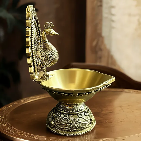 Golden_Finish_Pure_Brass_Peacock_Pooja_Diya_(4_Inch)