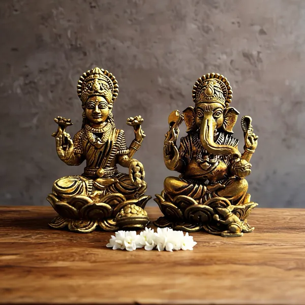 Golden_Finish_Pure_Brass_Laxmi_Ganesh_God_Statue_(1.5_Inch)