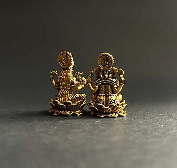 Golden_Finish_Pure_Brass_Laxmi_Ganesh_God_Statue_(1.5_Inch)