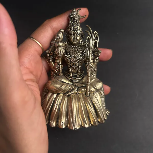 Golden_Finish_Pure_Brass_Rajrajeshwari_Devi_God_Statue_(4_Inch)
