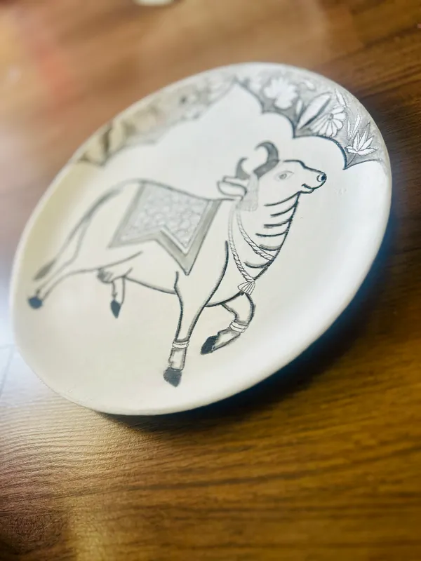 White_Divine_Nandi_Hand-Painted_Decorative_Plate
