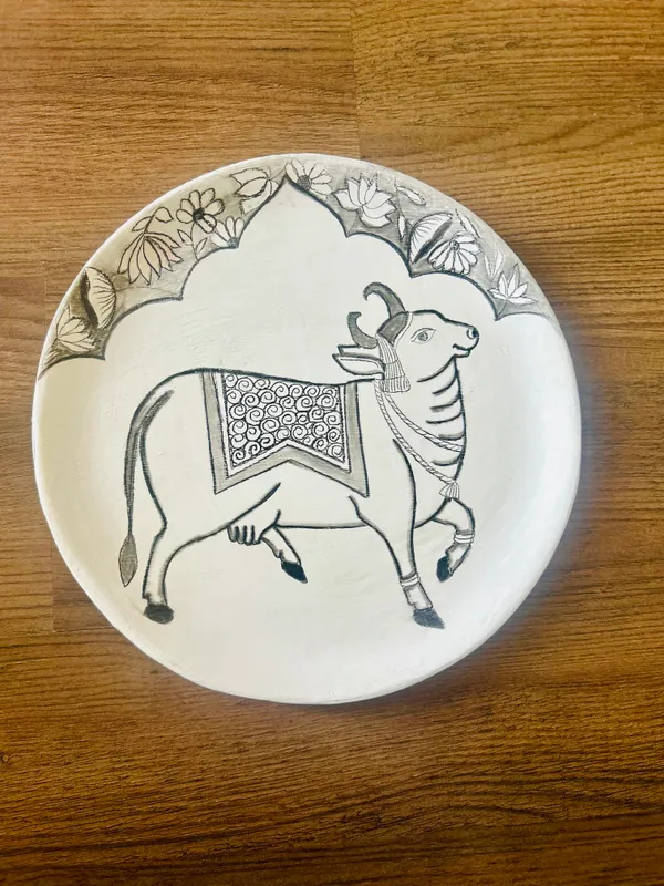 White_Divine_Nandi_Hand-Painted_Decorative_Plate