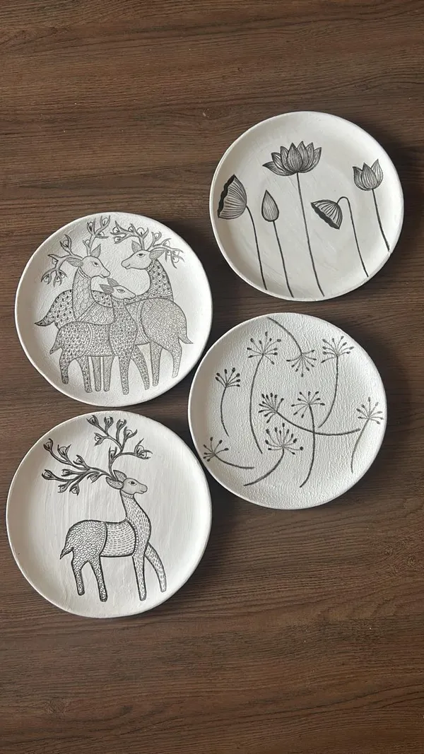 White_Ethereal_Nature_Art_Plates_(Set_Of_4)
